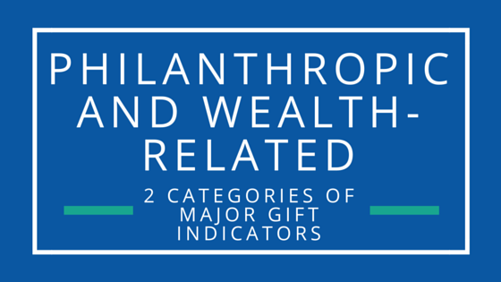 Philanthropic and wealth-related indicators of major gifts prospects.