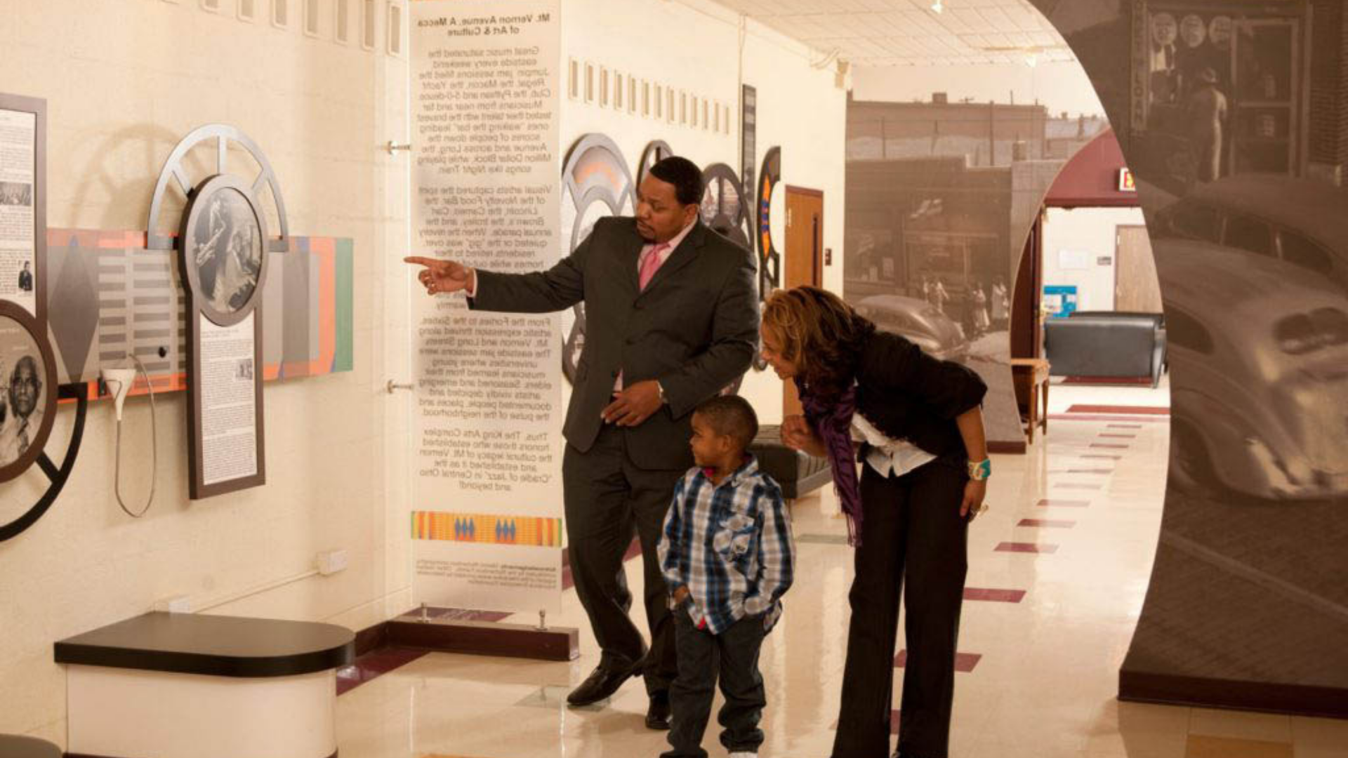 King Arts Complex. Image shows family exploring the exhibits.